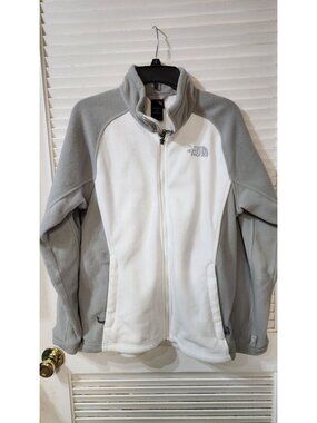 THE NORTH FACE WHITE WOMEN'S SIZE LARGE L  GRAY KHOMBU FULL ZIP FLEECE OFF WHITE